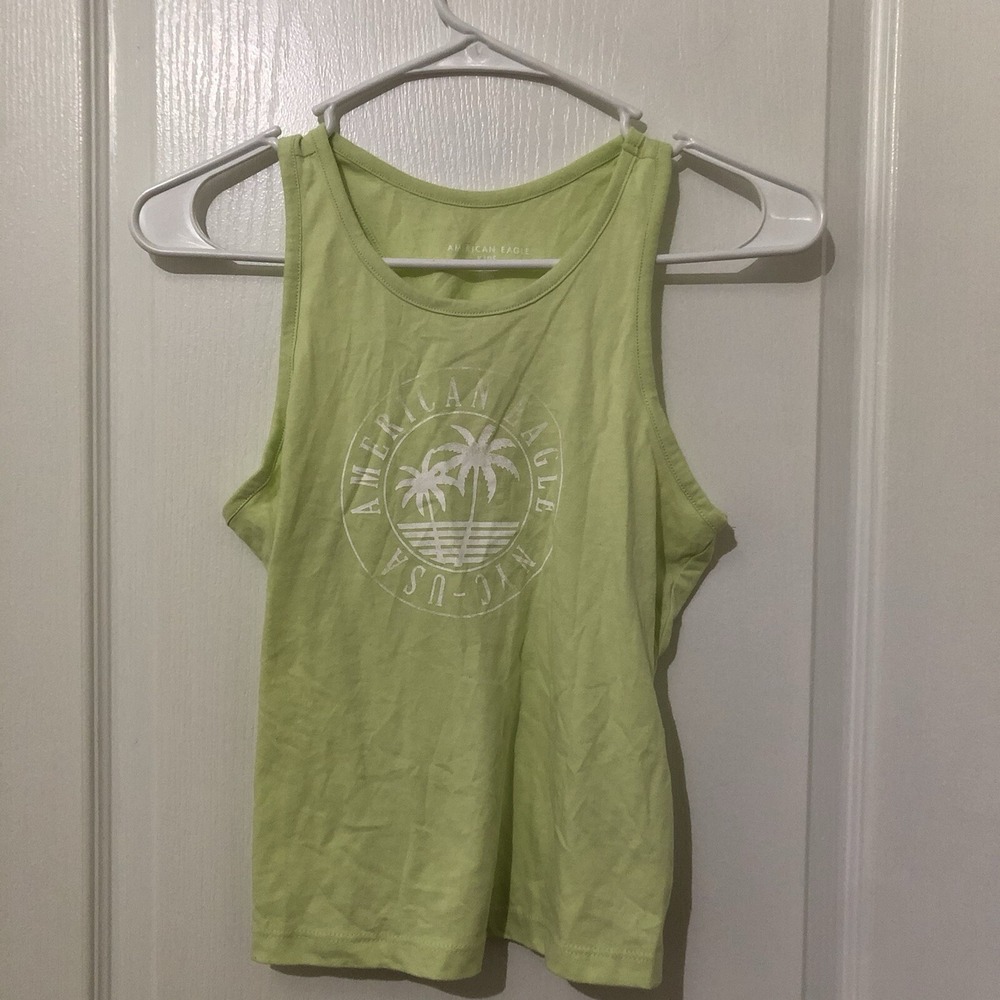 American Eagle Kids Graphic Tank Top Green Palm Tree‎ Size 14 Unisex Kids NWOT